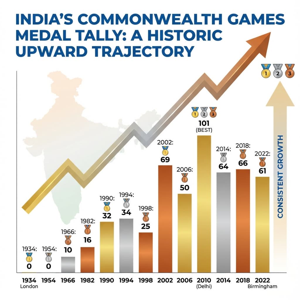 India's Medal Tally in Every Commonwealth Games (1934–2022)
