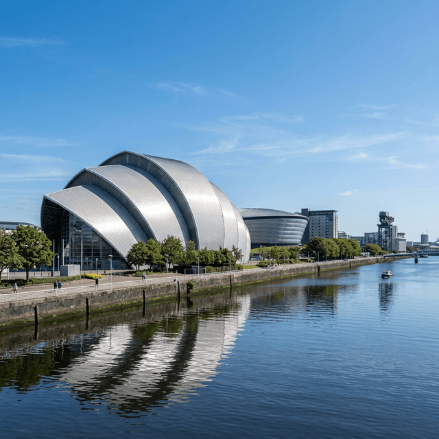 The SEC Centre complex in Glasgow, including the Armadillo